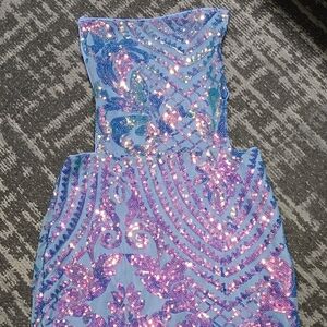 SHEIN BAE Backless Sequined Cami Dress size Extra Small Blue
